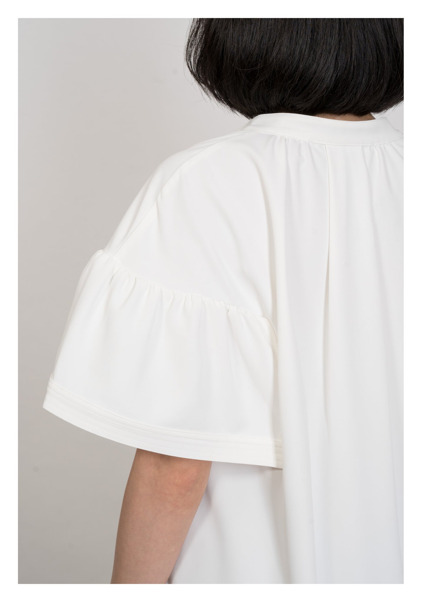 Open Collar Flare Sleeve Top White - whoami