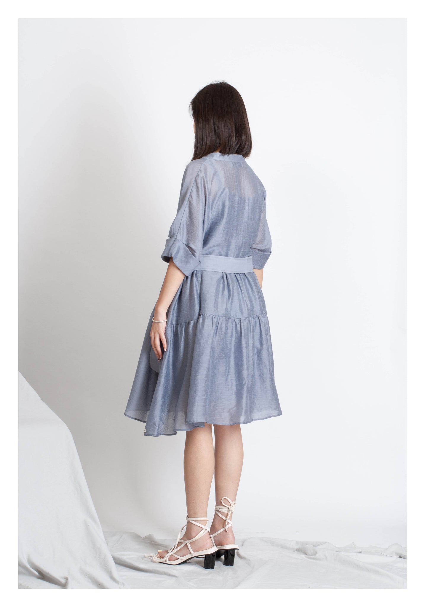 Open Collar Blossom Dress Grey - whoami