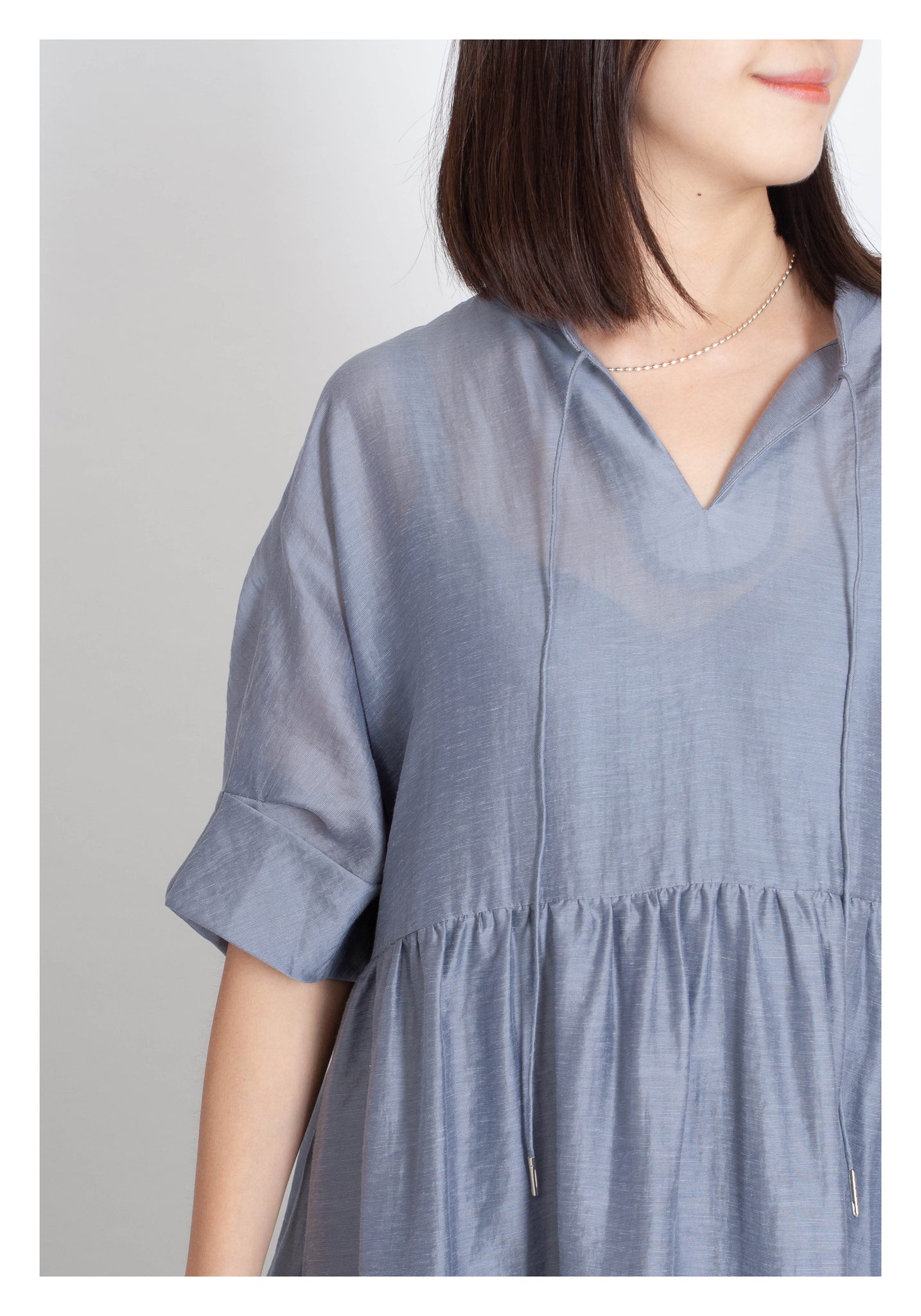 Open Collar Blossom Dress Grey - whoami
