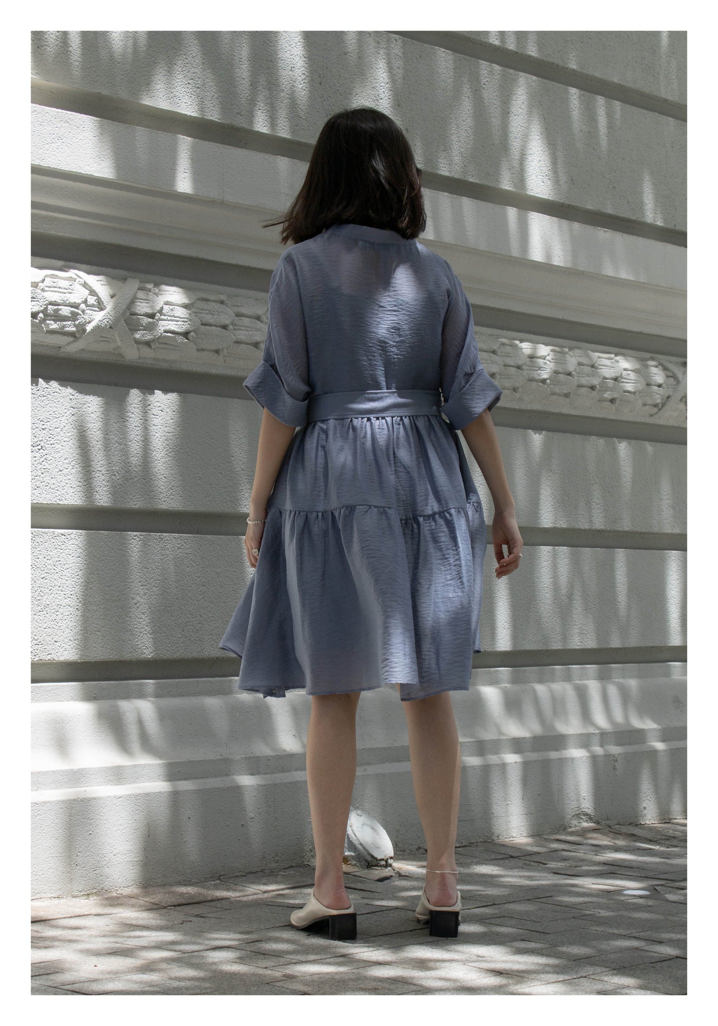 Open Collar Blossom Dress Grey - whoami