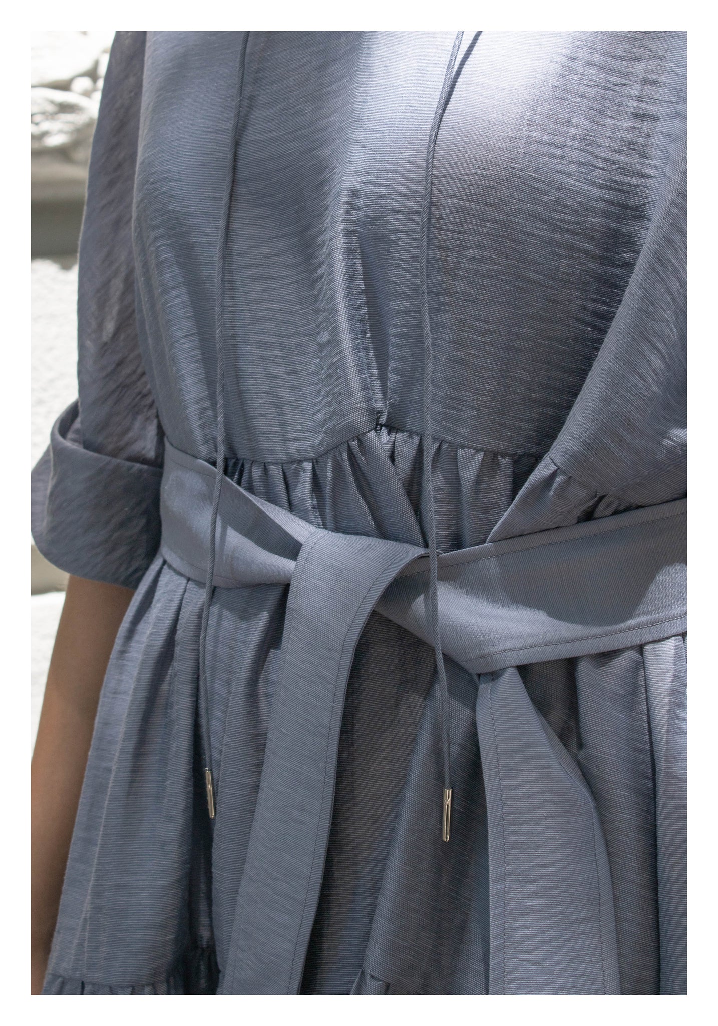 Open Collar Blossom Dress Grey - whoami