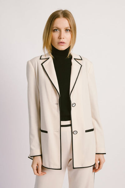 Overlap Back Wool Blazer