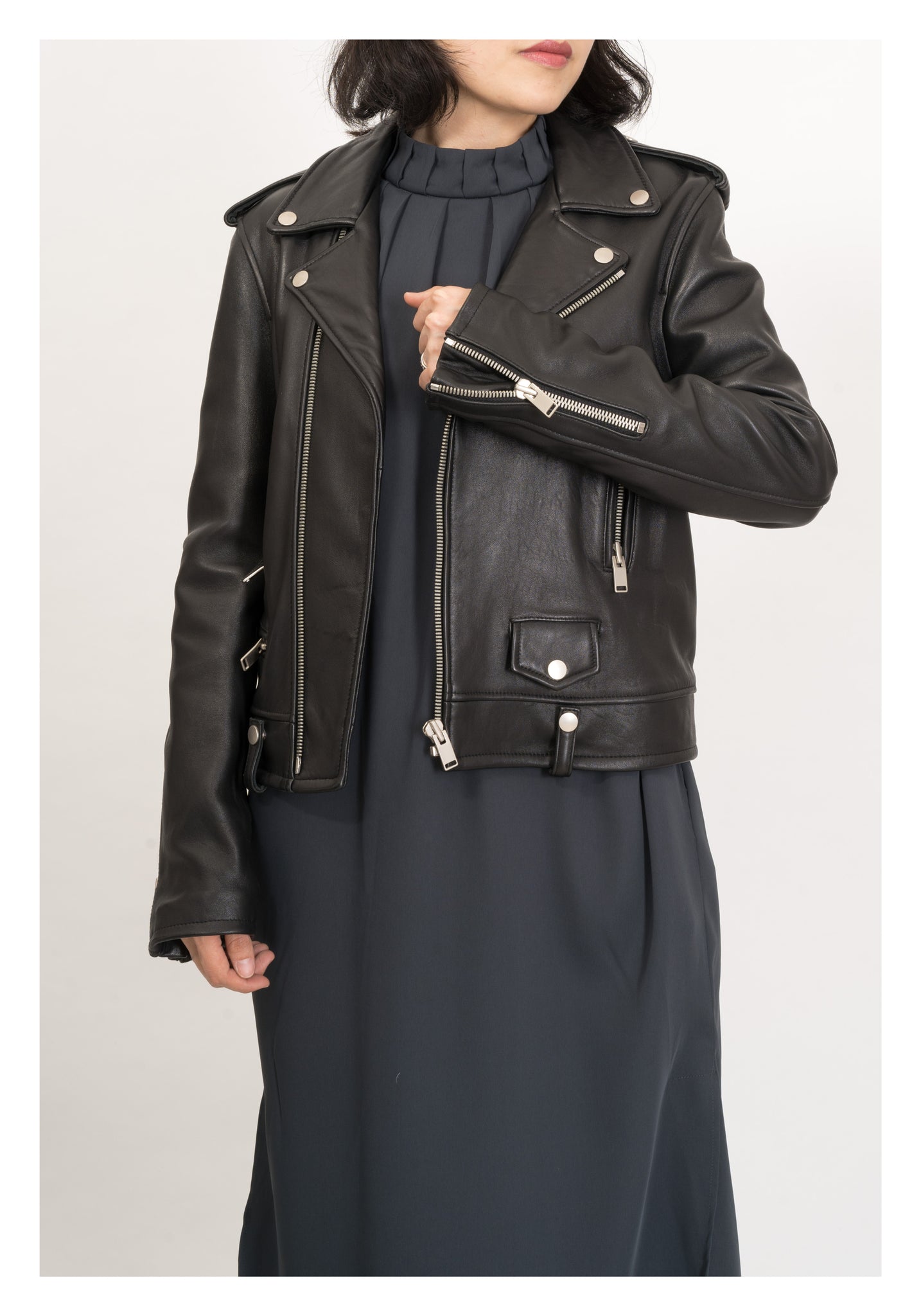 Premium Cropped Leather Jacket - whoami