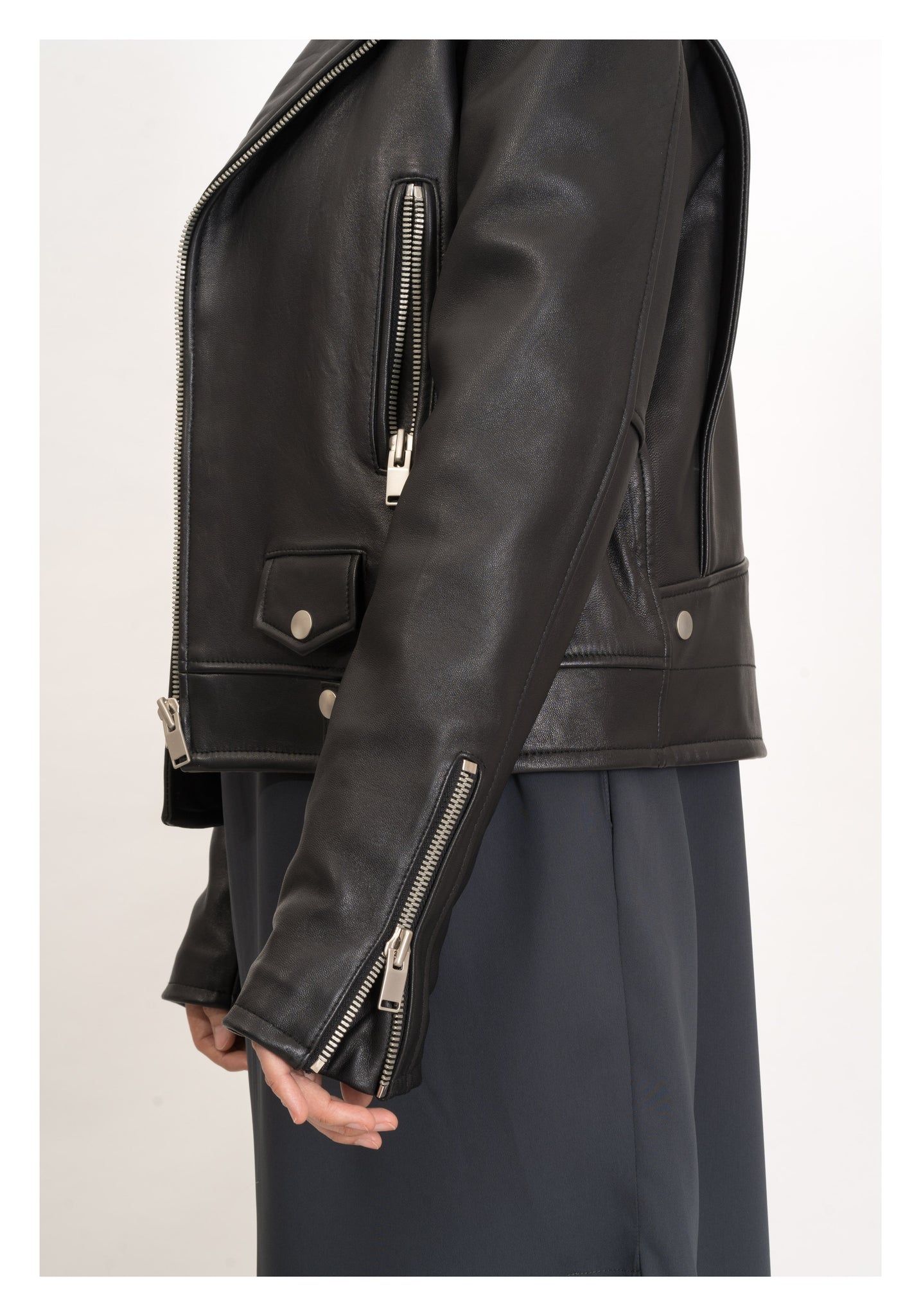 Premium Cropped Leather Jacket - whoami