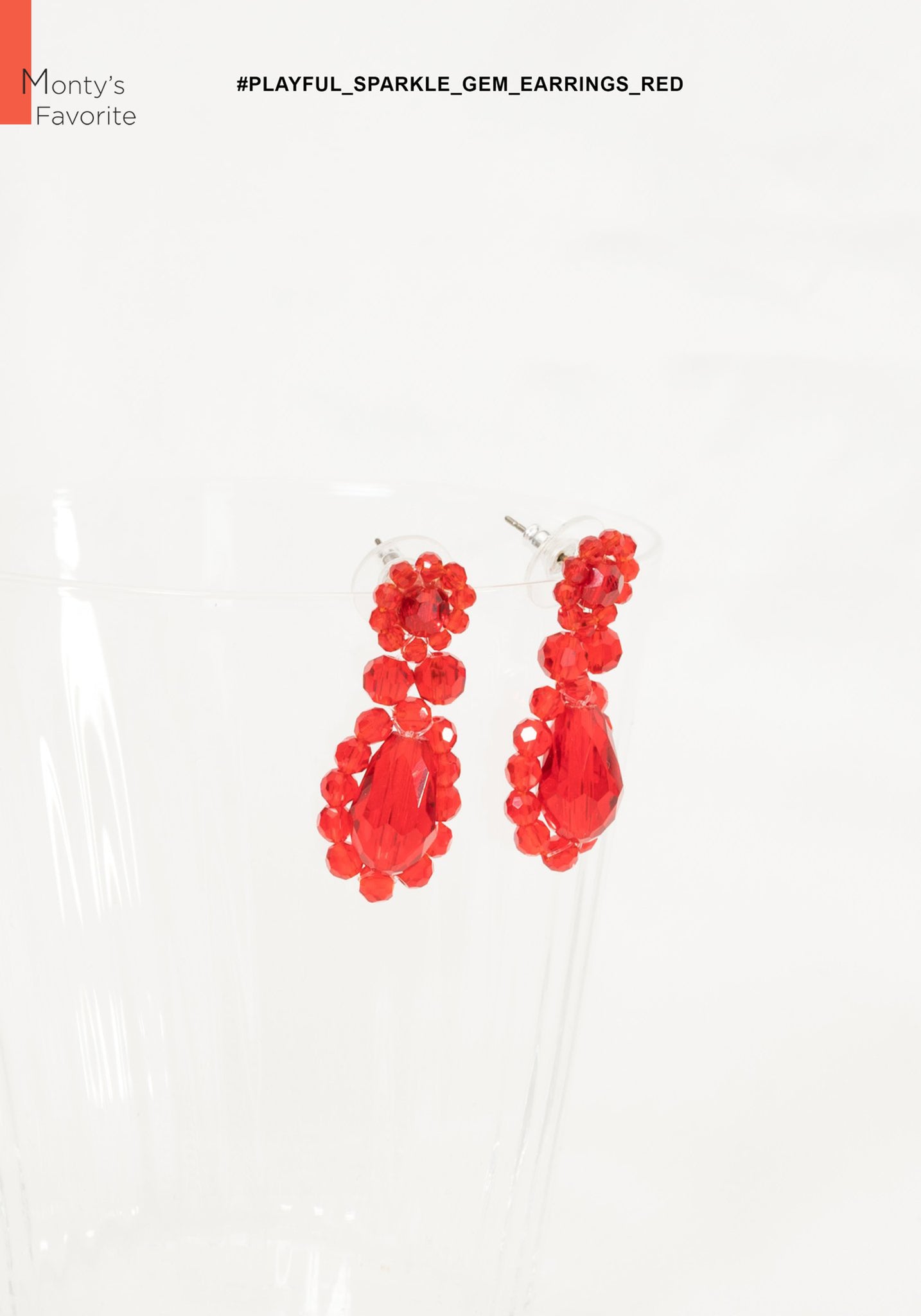 Playful Sparkle Gem Earrings Red - whoami