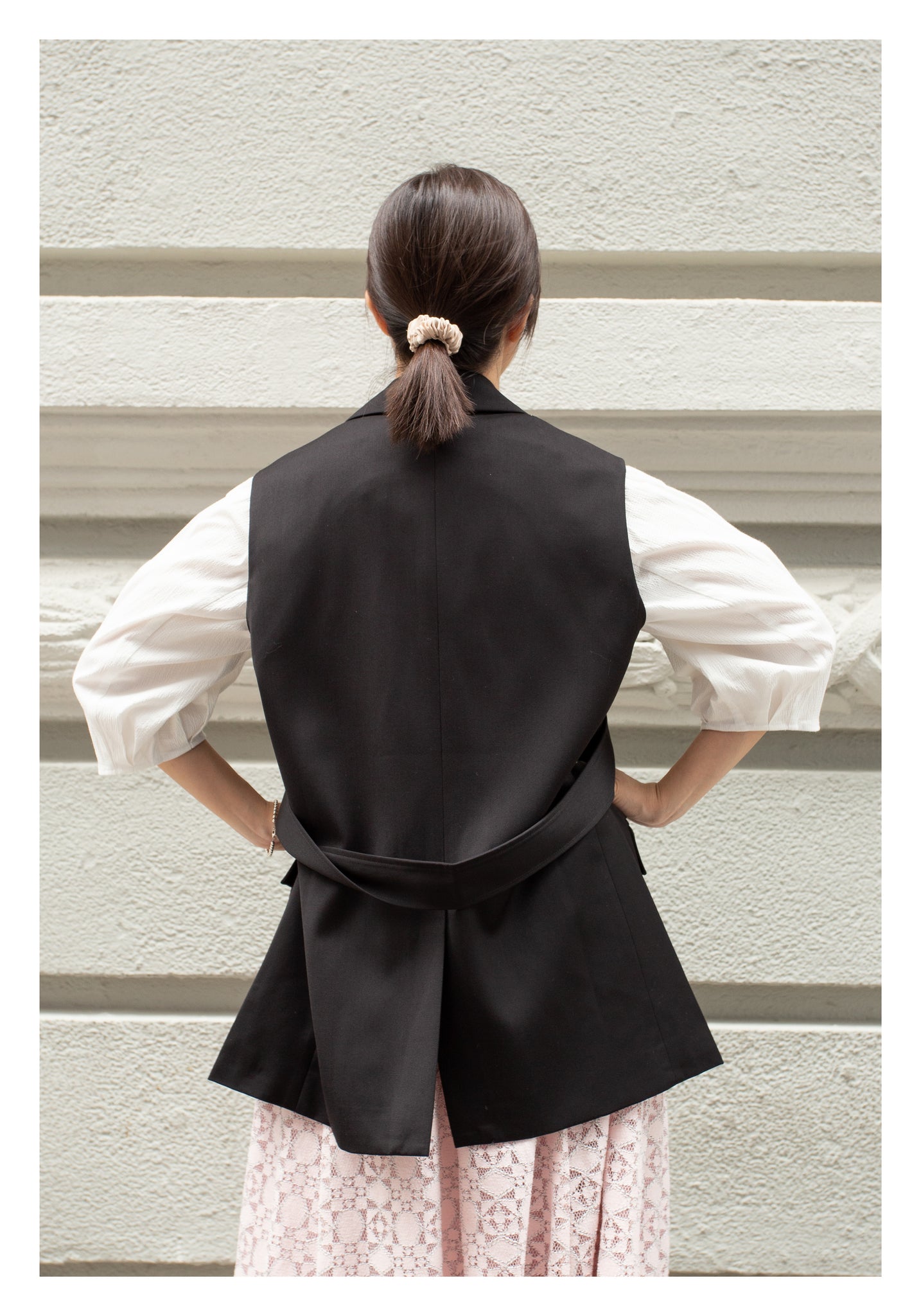 Removable Belt Tailor Vest Jacket Black - whoami