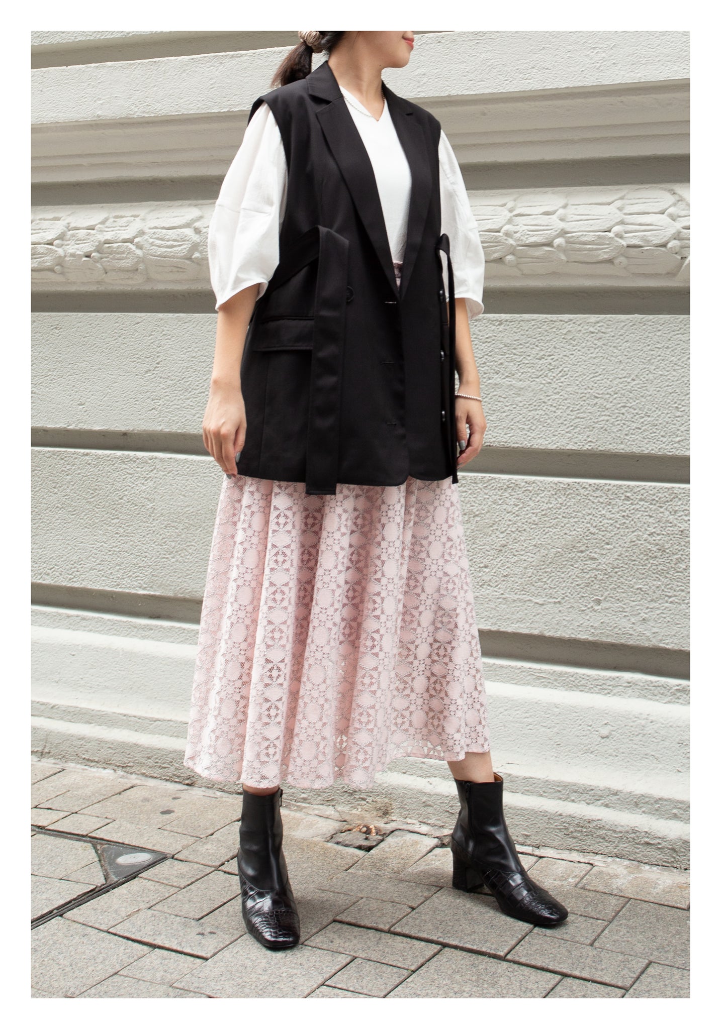 Removable Belt Tailor Vest Jacket Black - whoami