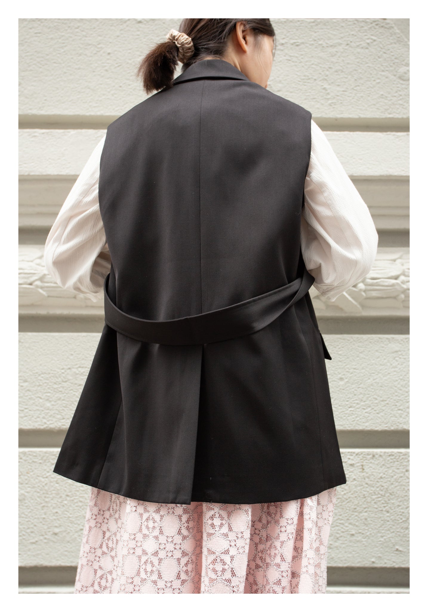 Removable Belt Tailor Vest Jacket Black - whoami
