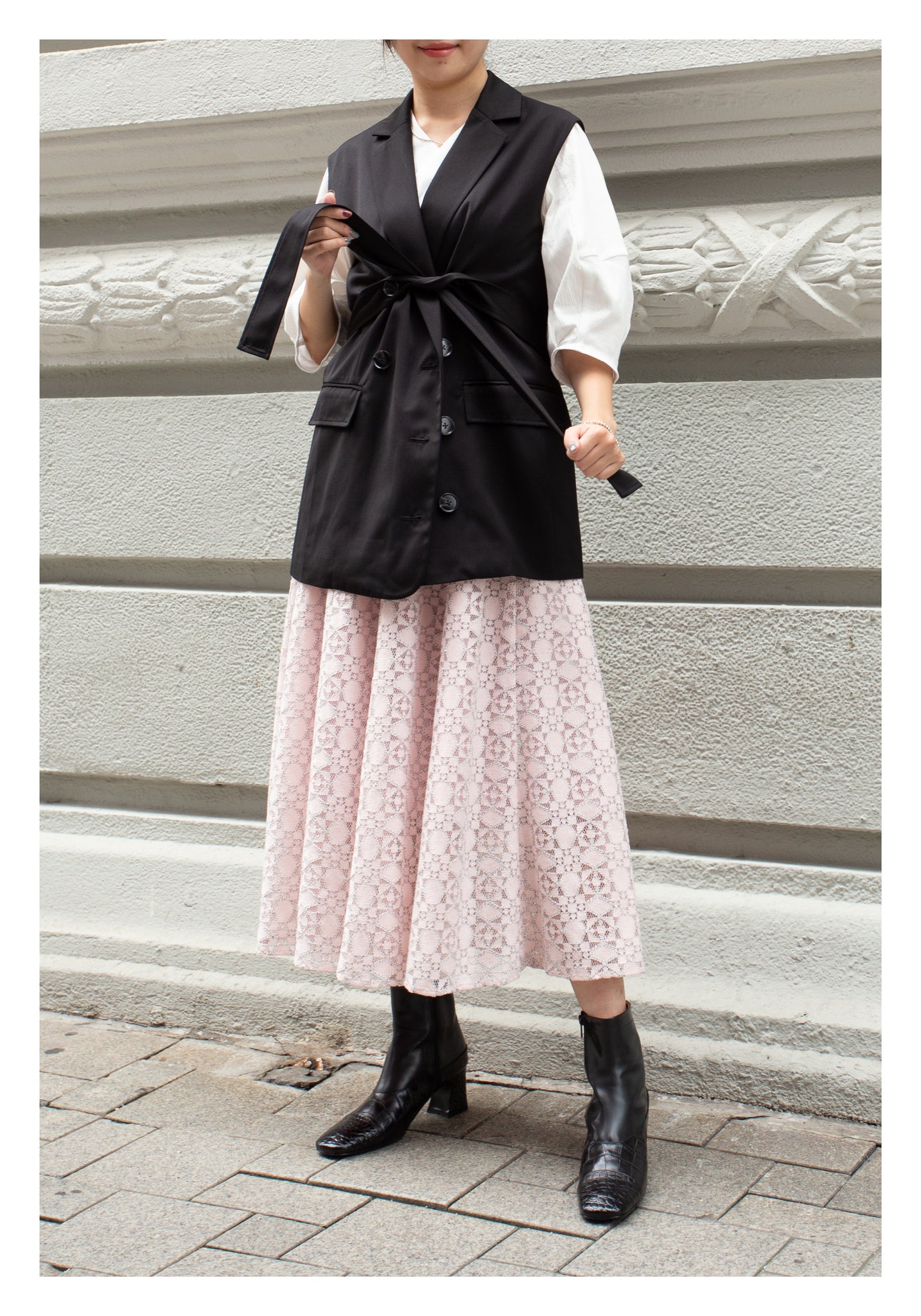 Removable Belt Tailor Vest Jacket Black - whoami