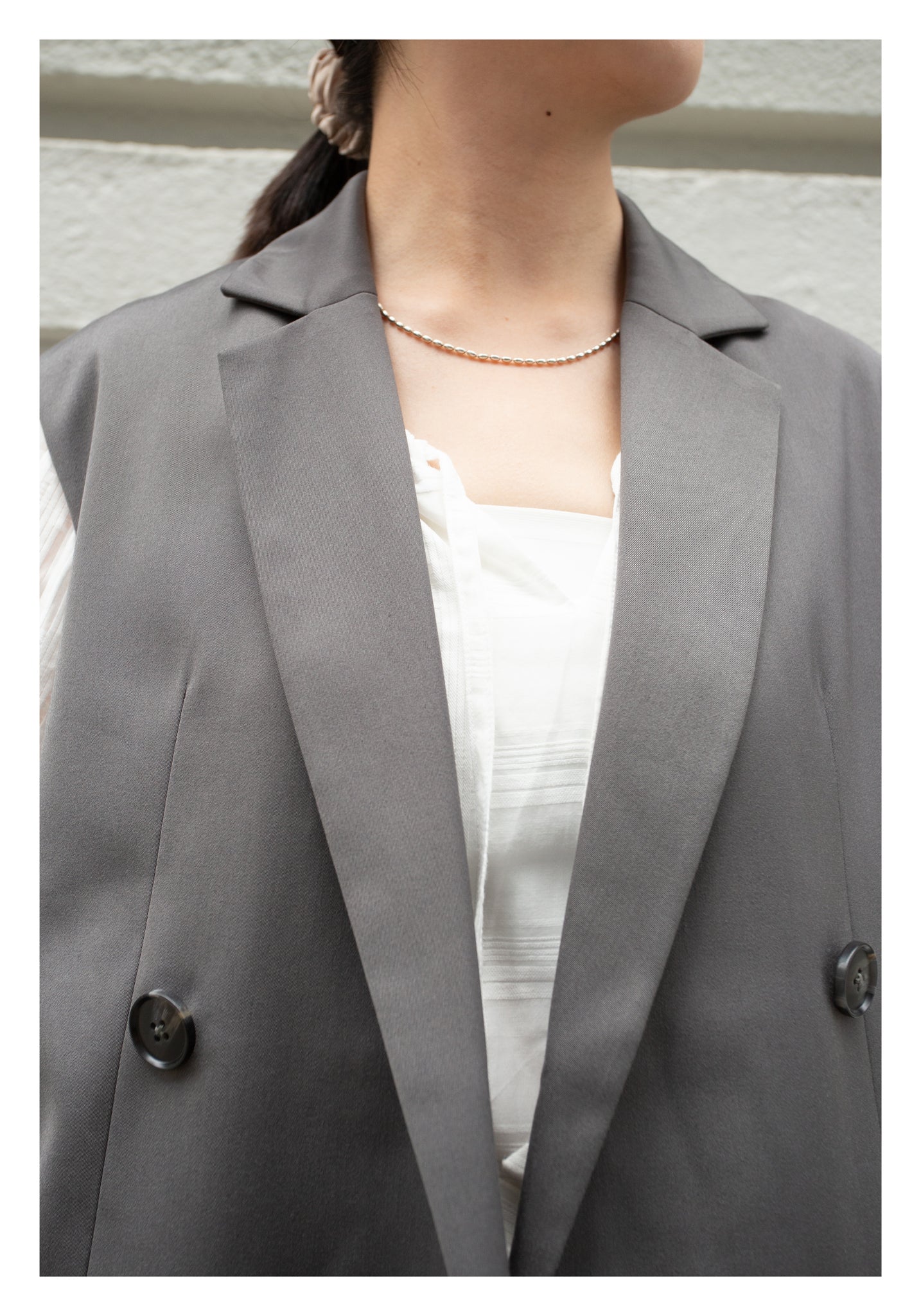 Removable Belt Tailor Vest Jacket Grey - whoami