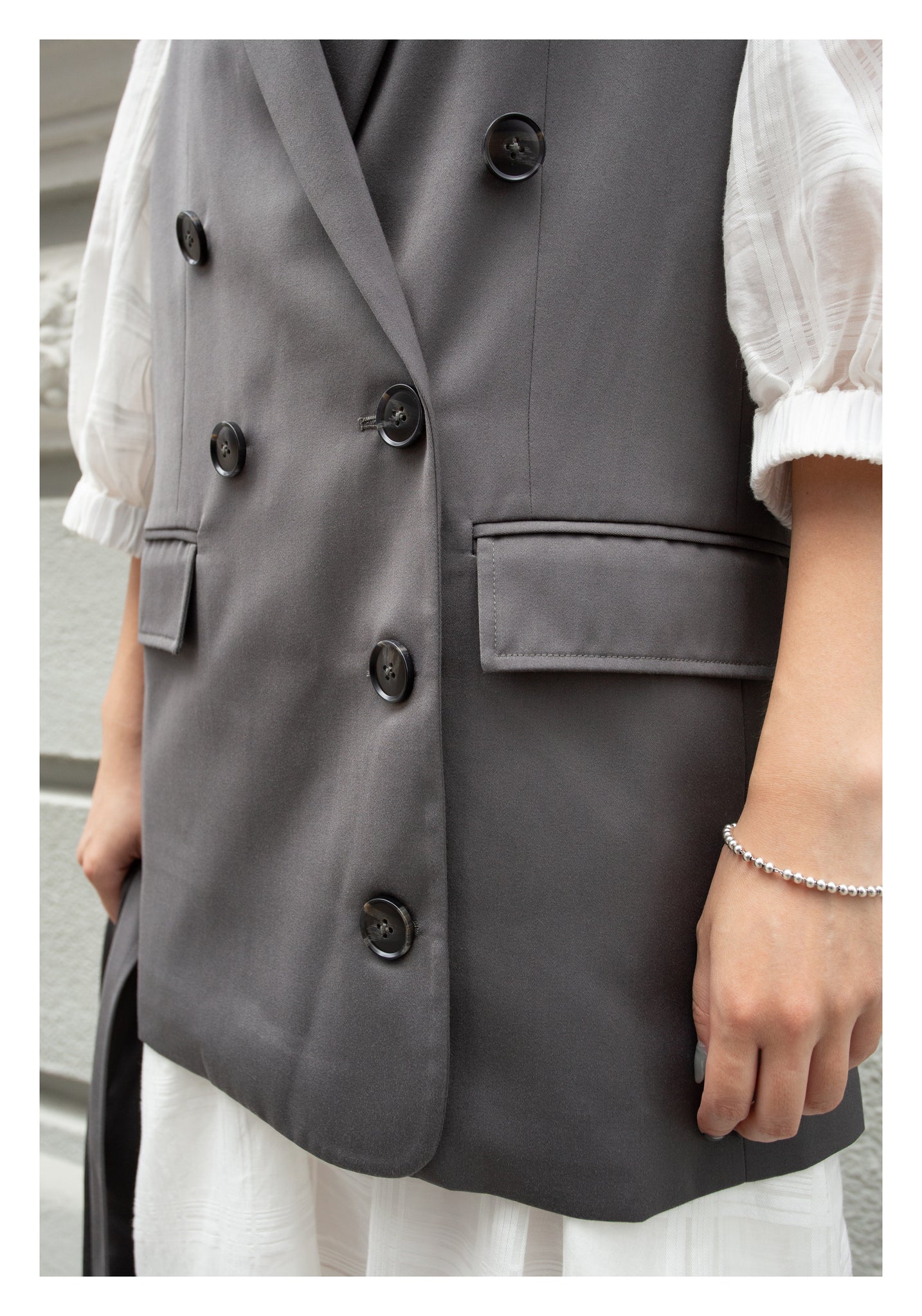 Removable Belt Tailor Vest Jacket Grey - whoami