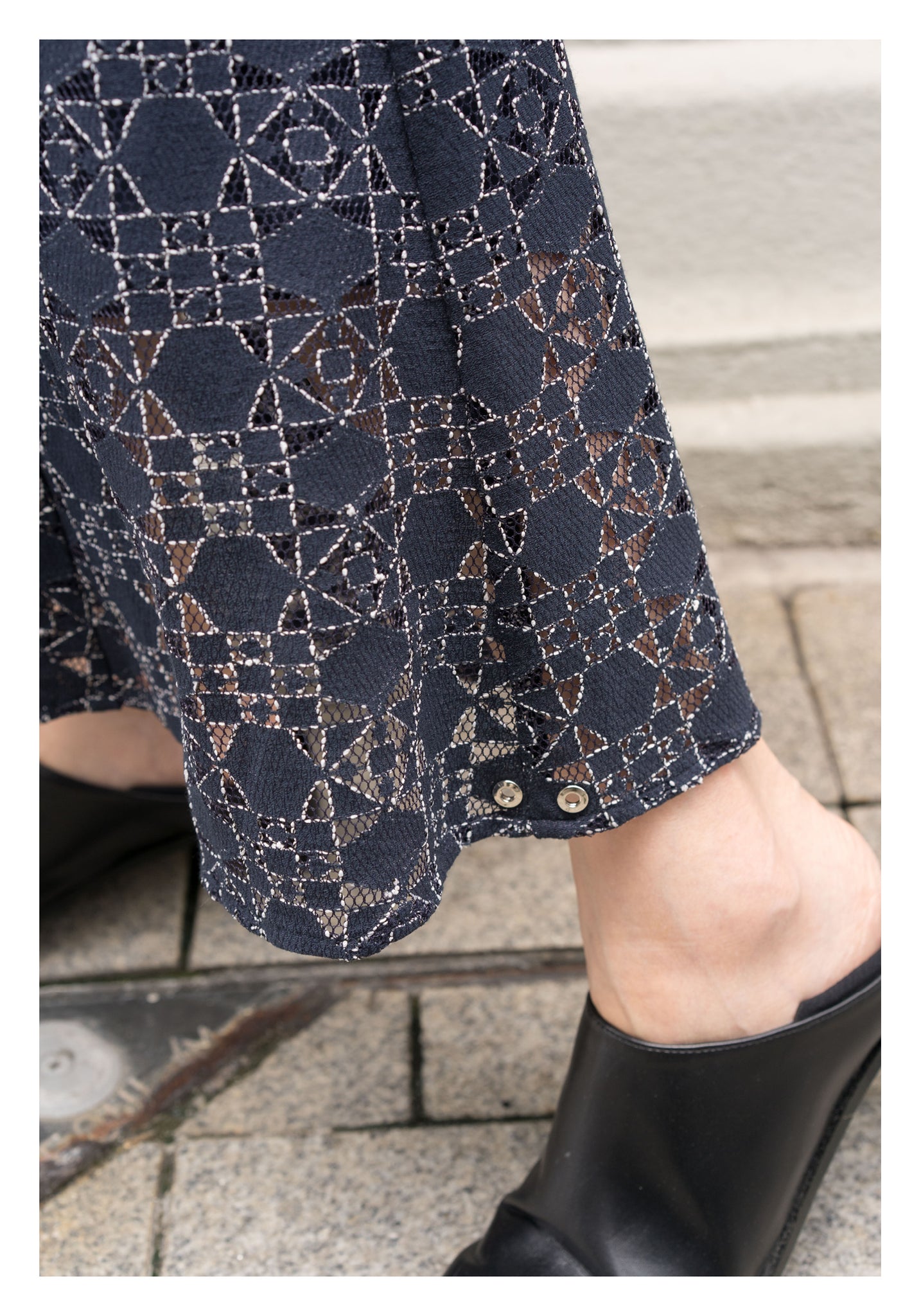 Rooney Die Cut Lace Skirt Navy - whoami