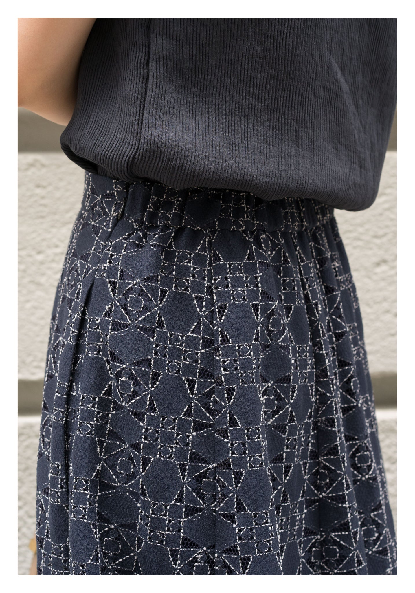 Rooney Die Cut Lace Skirt Navy - whoami