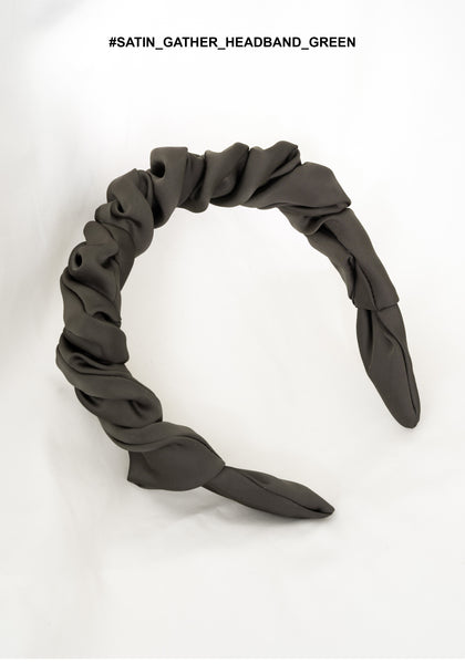 Satin Gather Headband Green - whoami