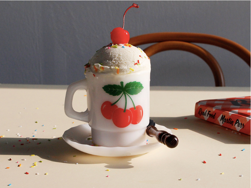 MILK GLASS CUP Cherry - whoami