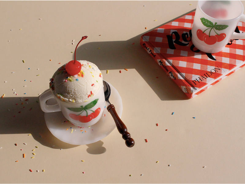 MILK GLASS CUP Cherry - whoami