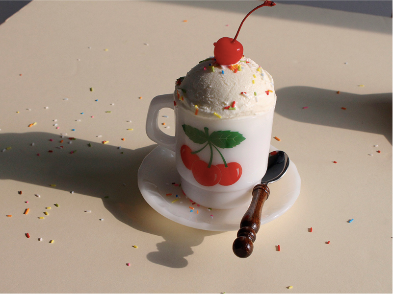 MILK GLASS CUP Cherry - whoami