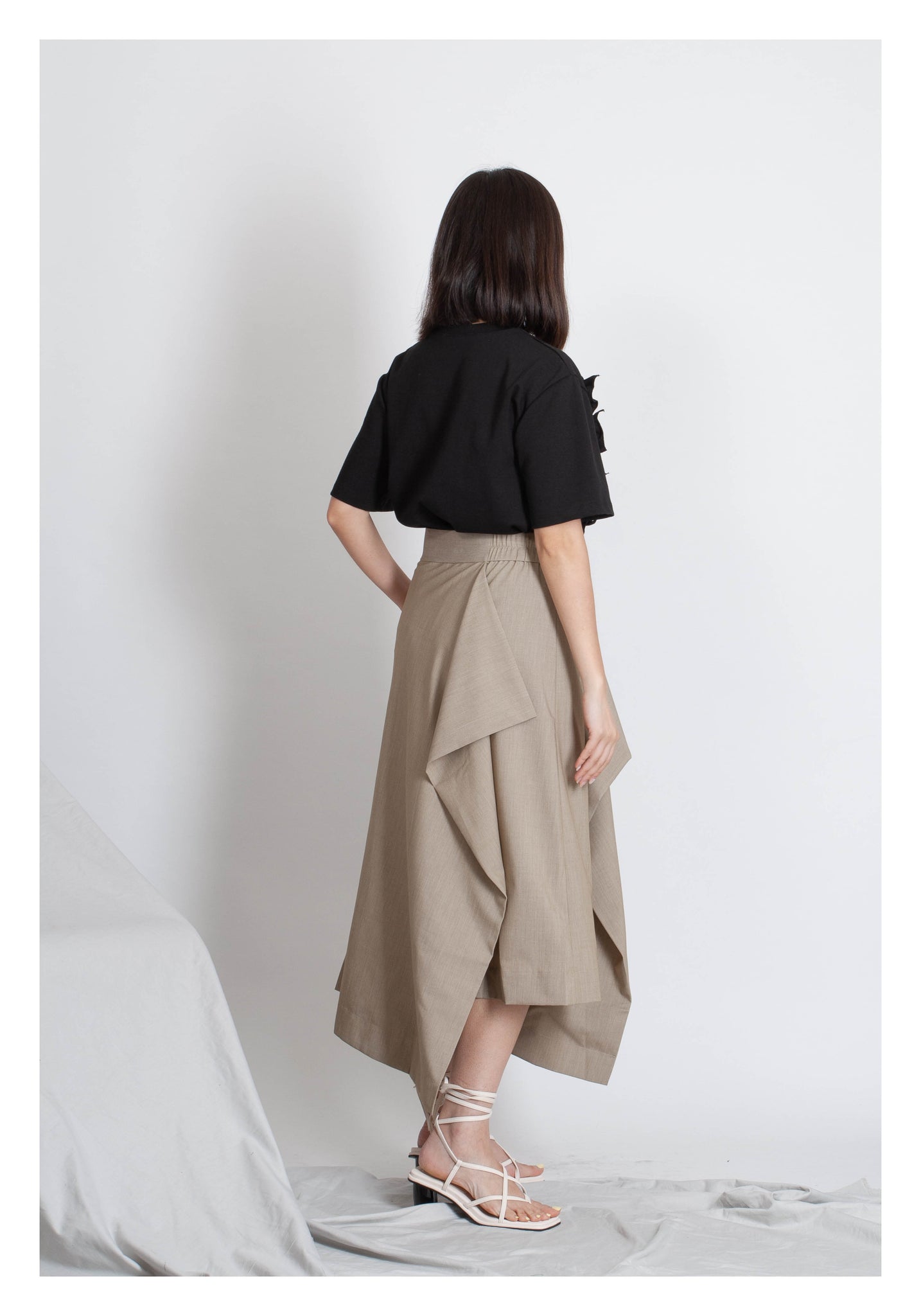 Side Folding Skirt Beige - whoami