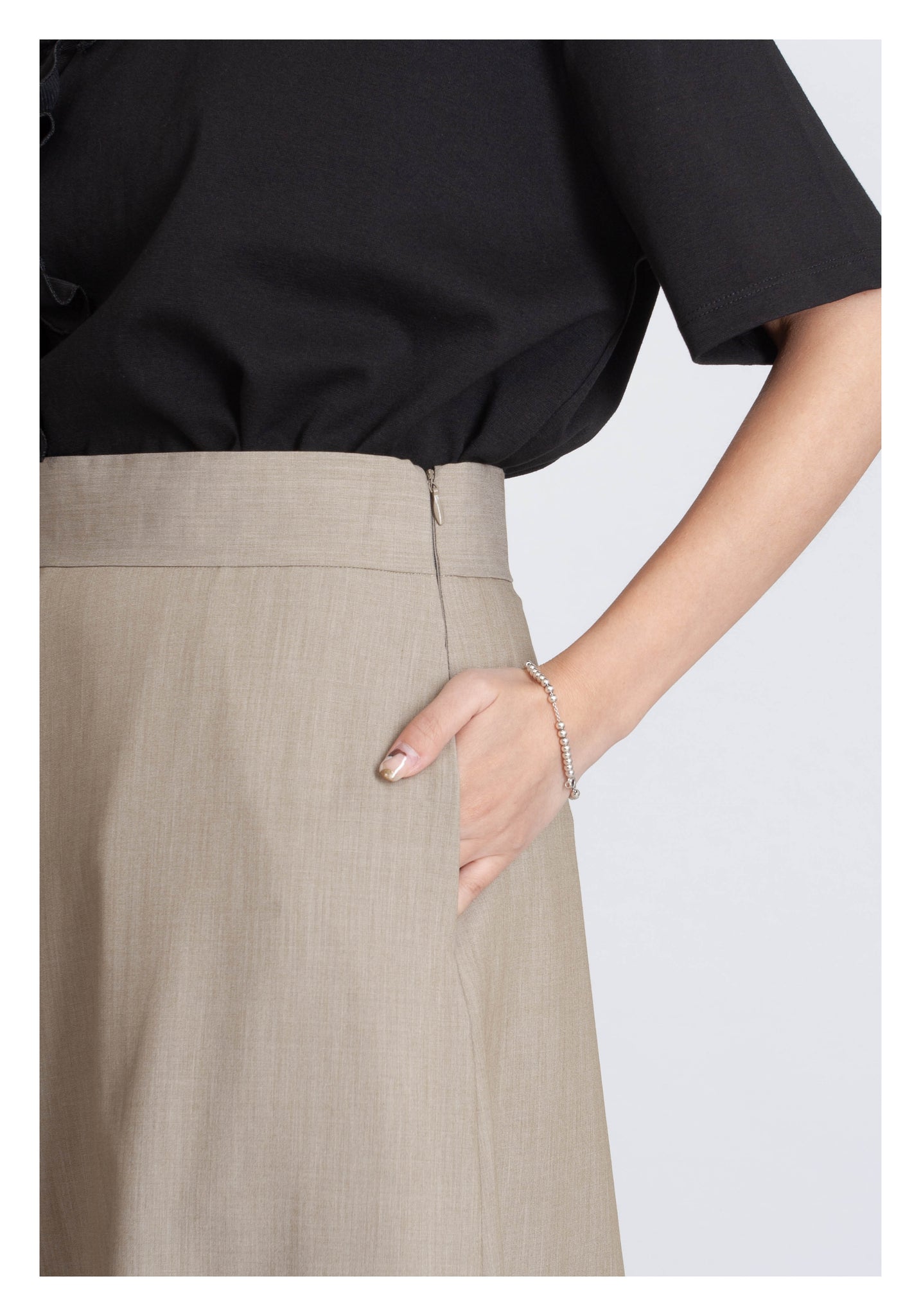 Side Folding Skirt Beige - whoami