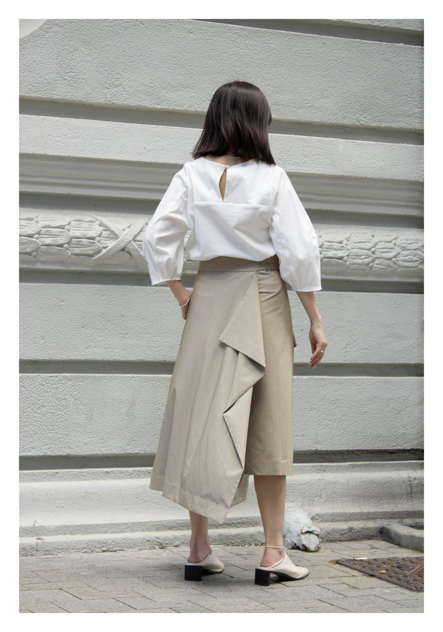 Side Folding Skirt Beige - whoami