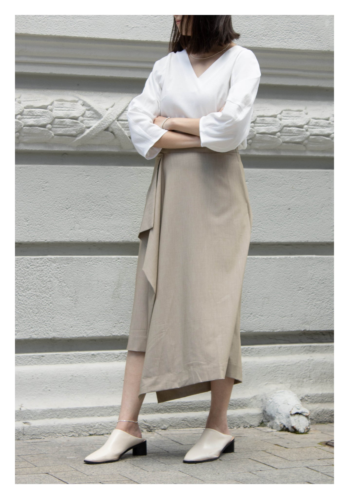 Side Folding Skirt Beige - whoami