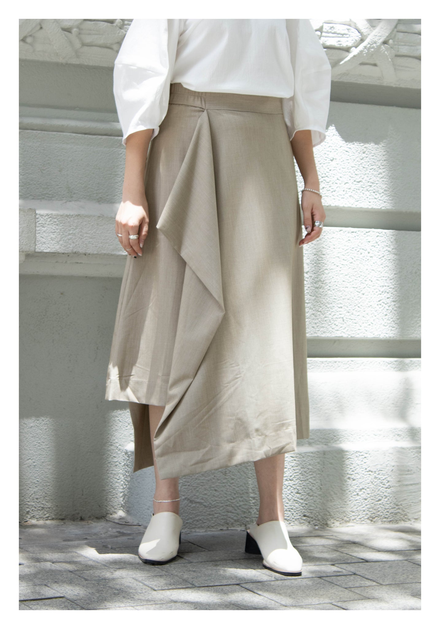 Side Folding Skirt Beige - whoami