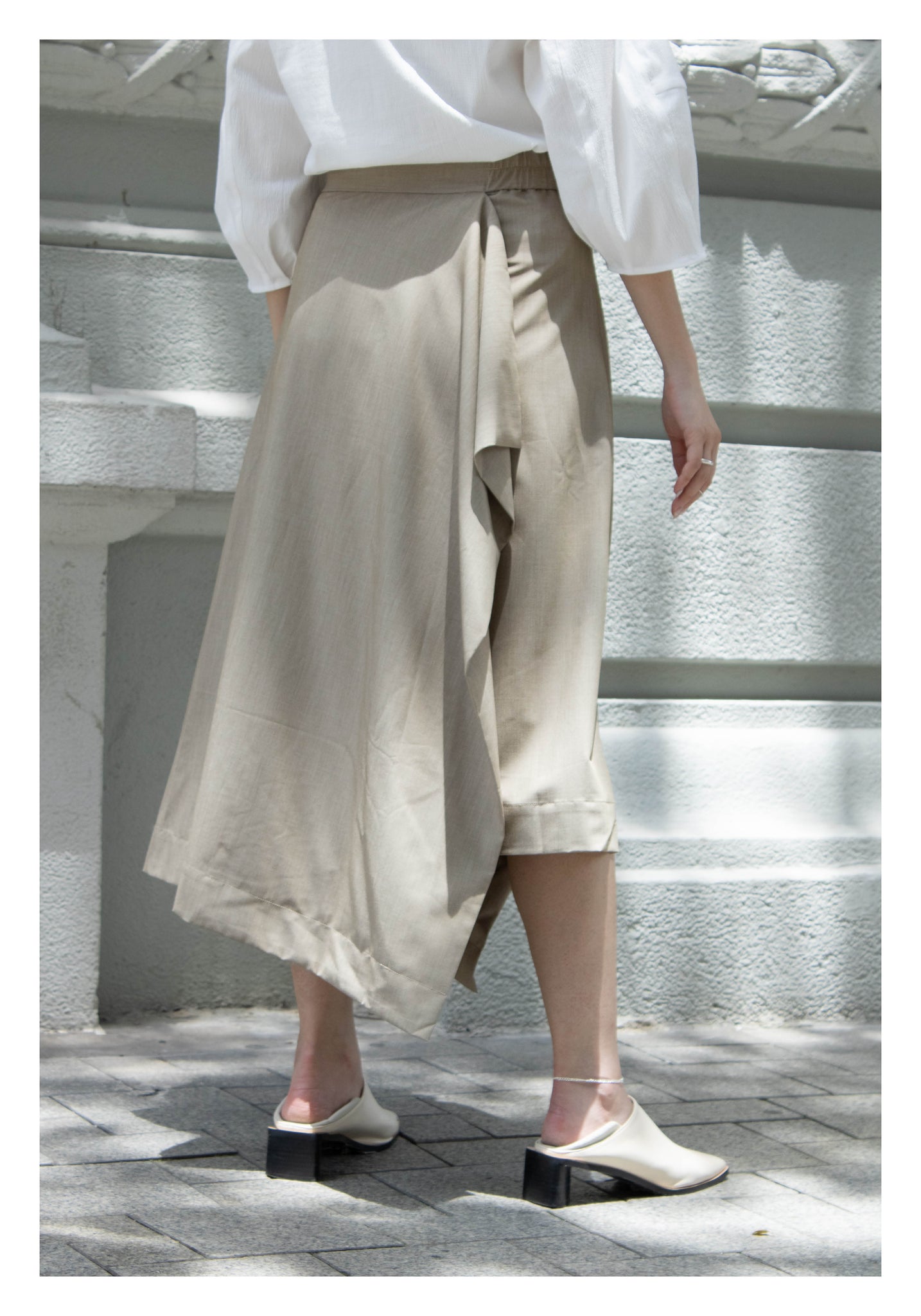 Side Folding Skirt Beige - whoami