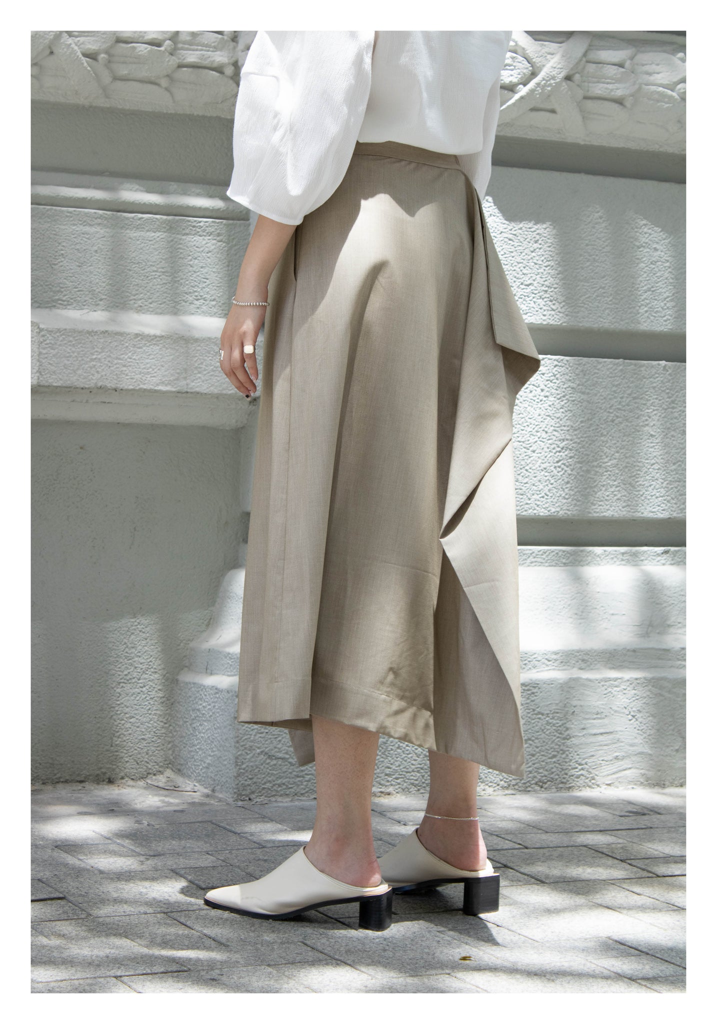 Side Folding Skirt Beige - whoami