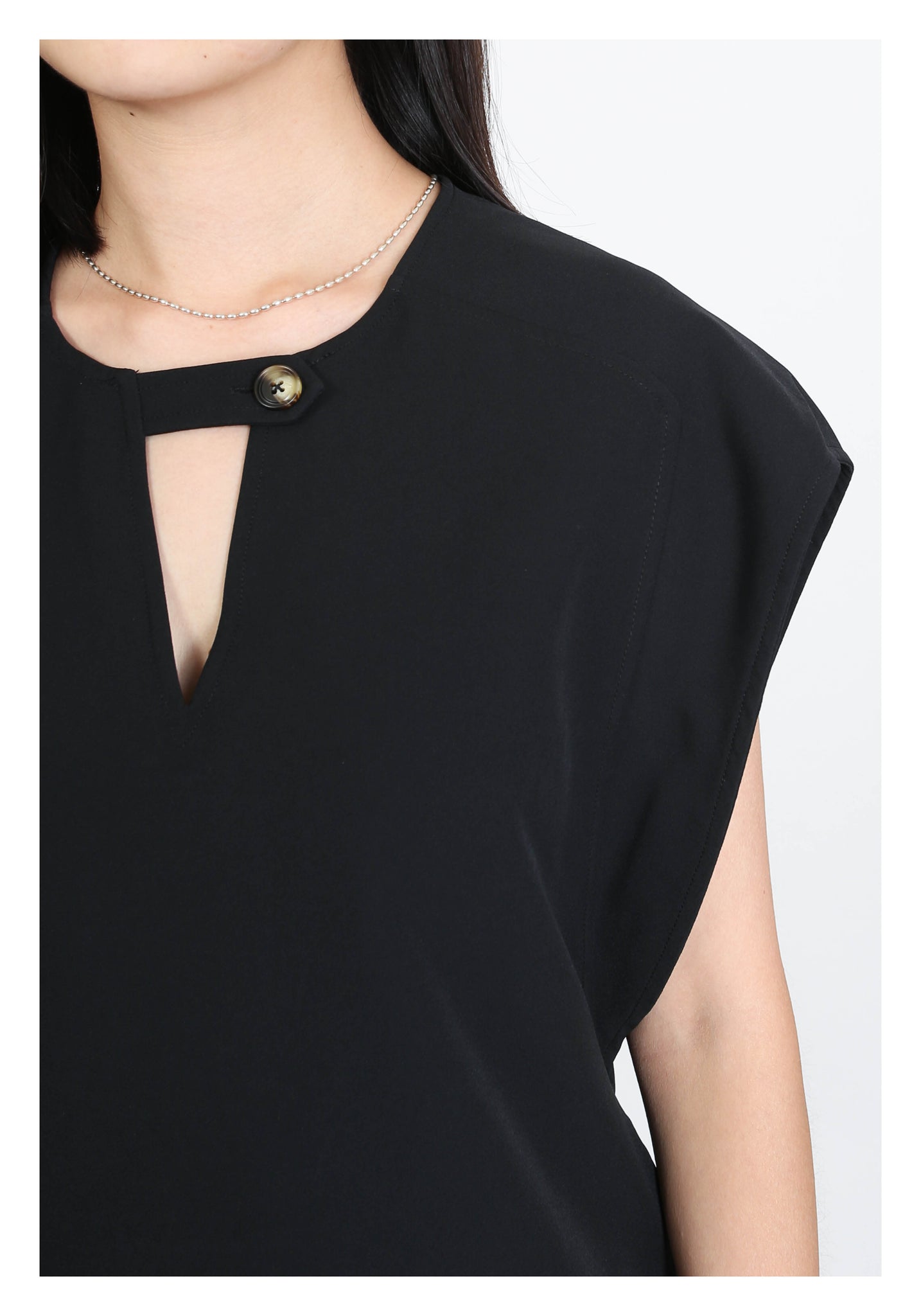 Single Chest Button Blouse Black - whoami