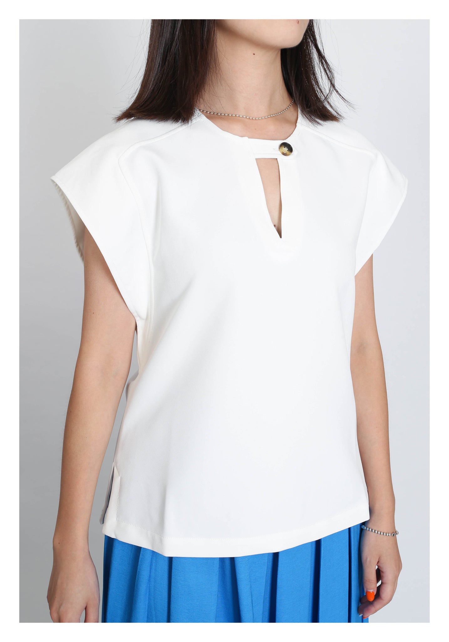 Single Chest Button Blouse Ivory - whoami