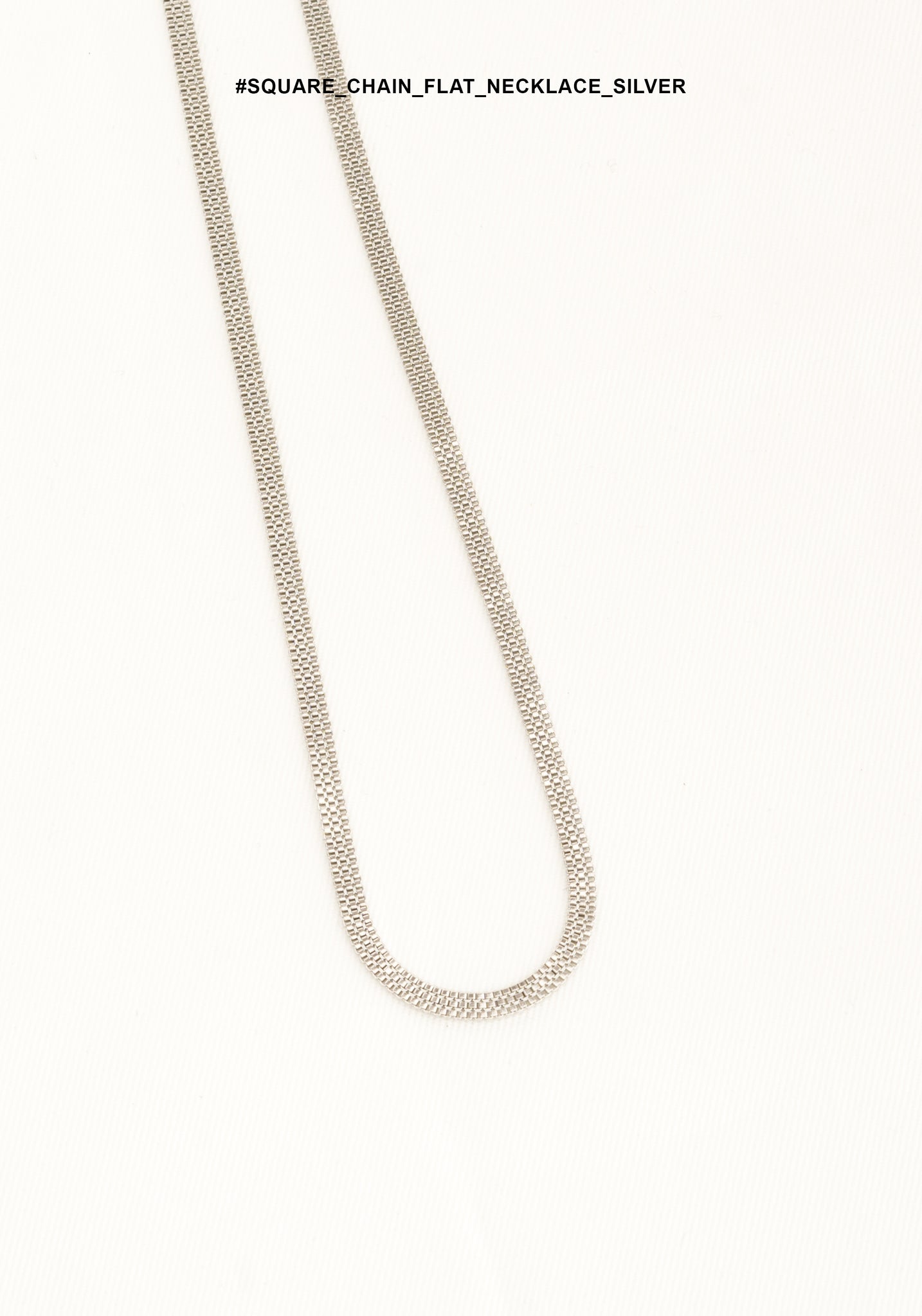 Square Chain Flat Necklace Silver - whoami