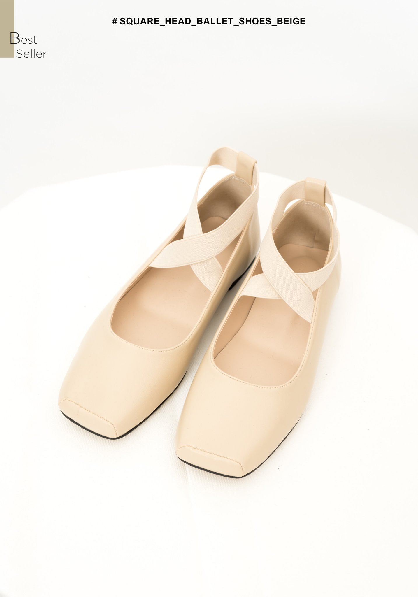 Square Head Ballet Shoes Beige - whoami