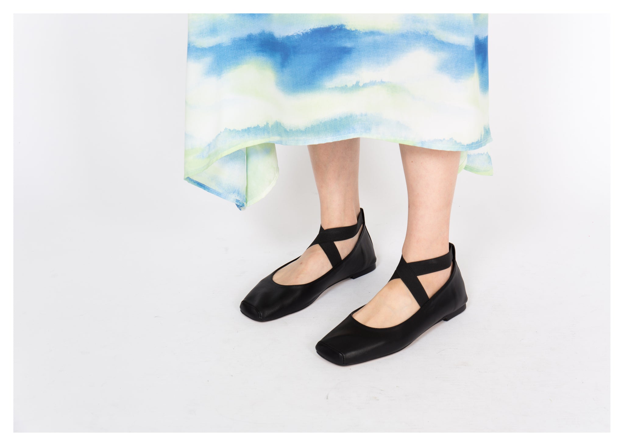 Square Toe Ballet Flats Black - whoami