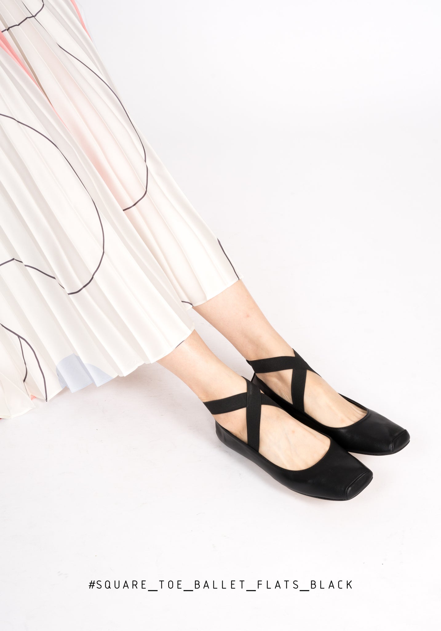 Square Toe Ballet Flats Black - whoami