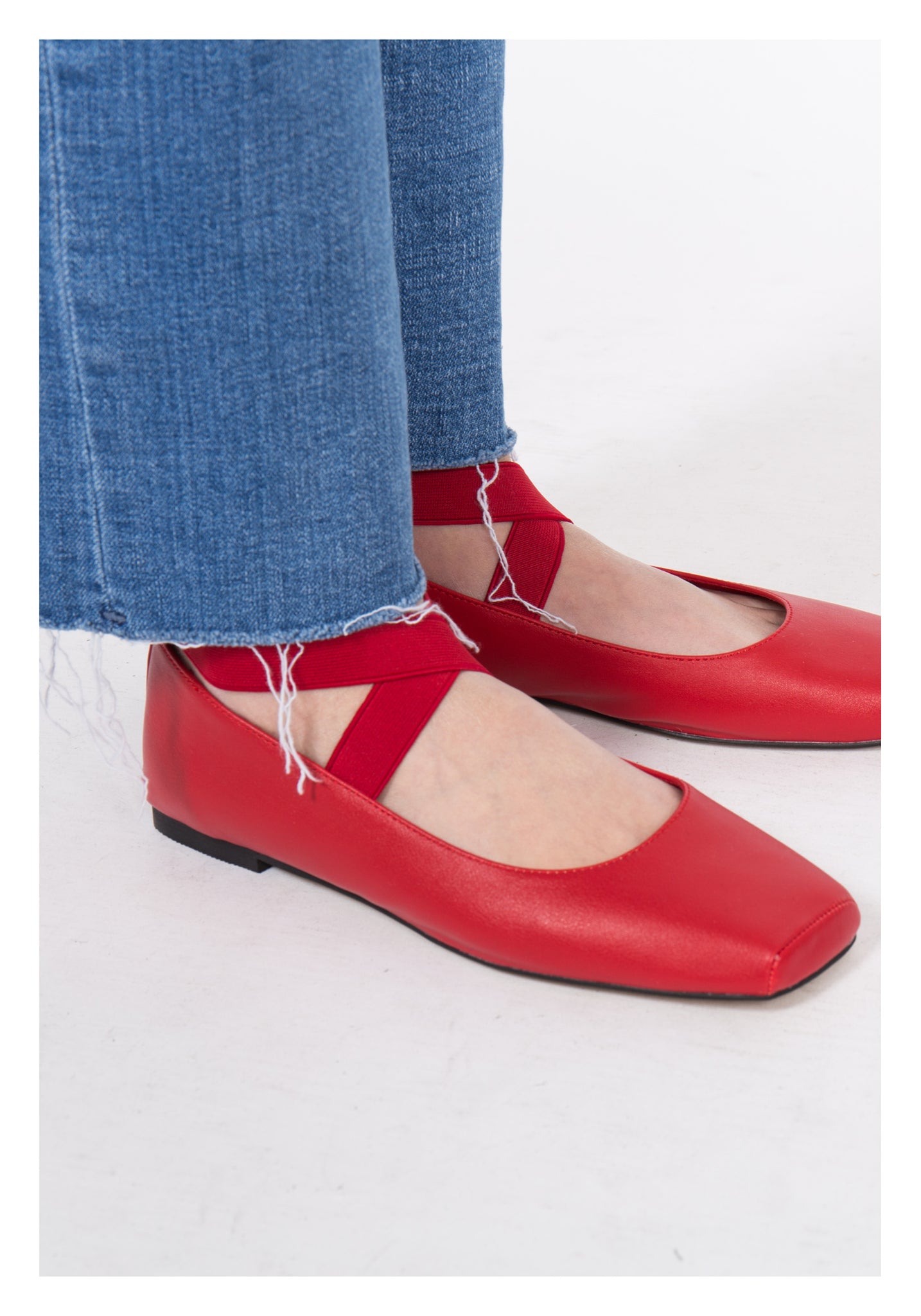 Square Toe Ballet Flats Red - whoami