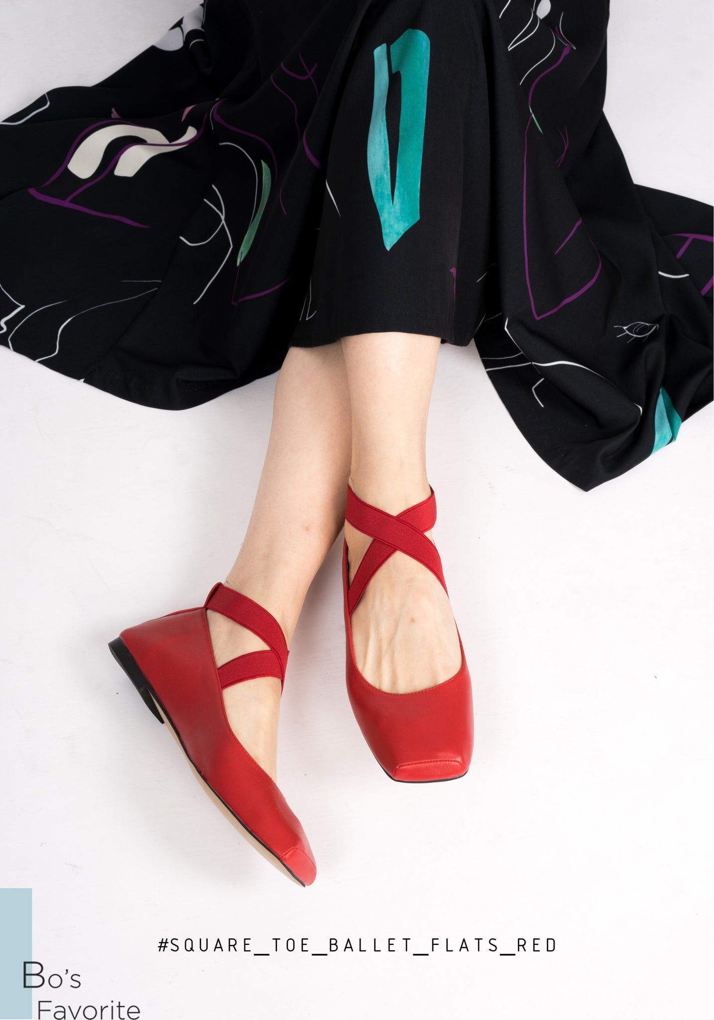 Square Toe Ballet Flats Red - whoami