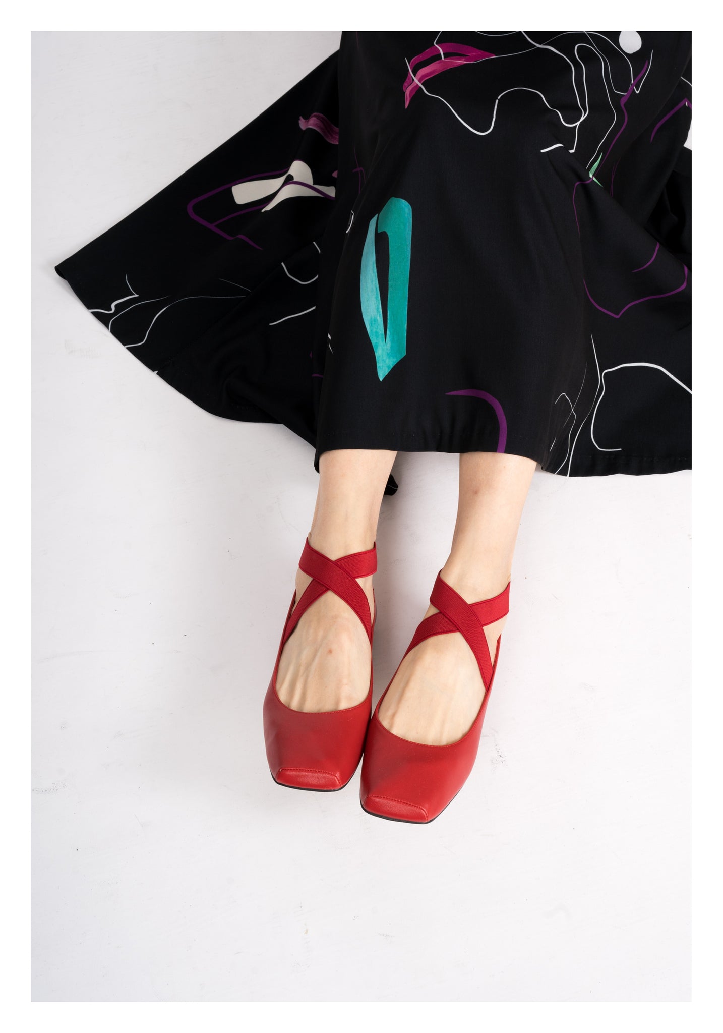 Square Toe Ballet Flats Red - whoami