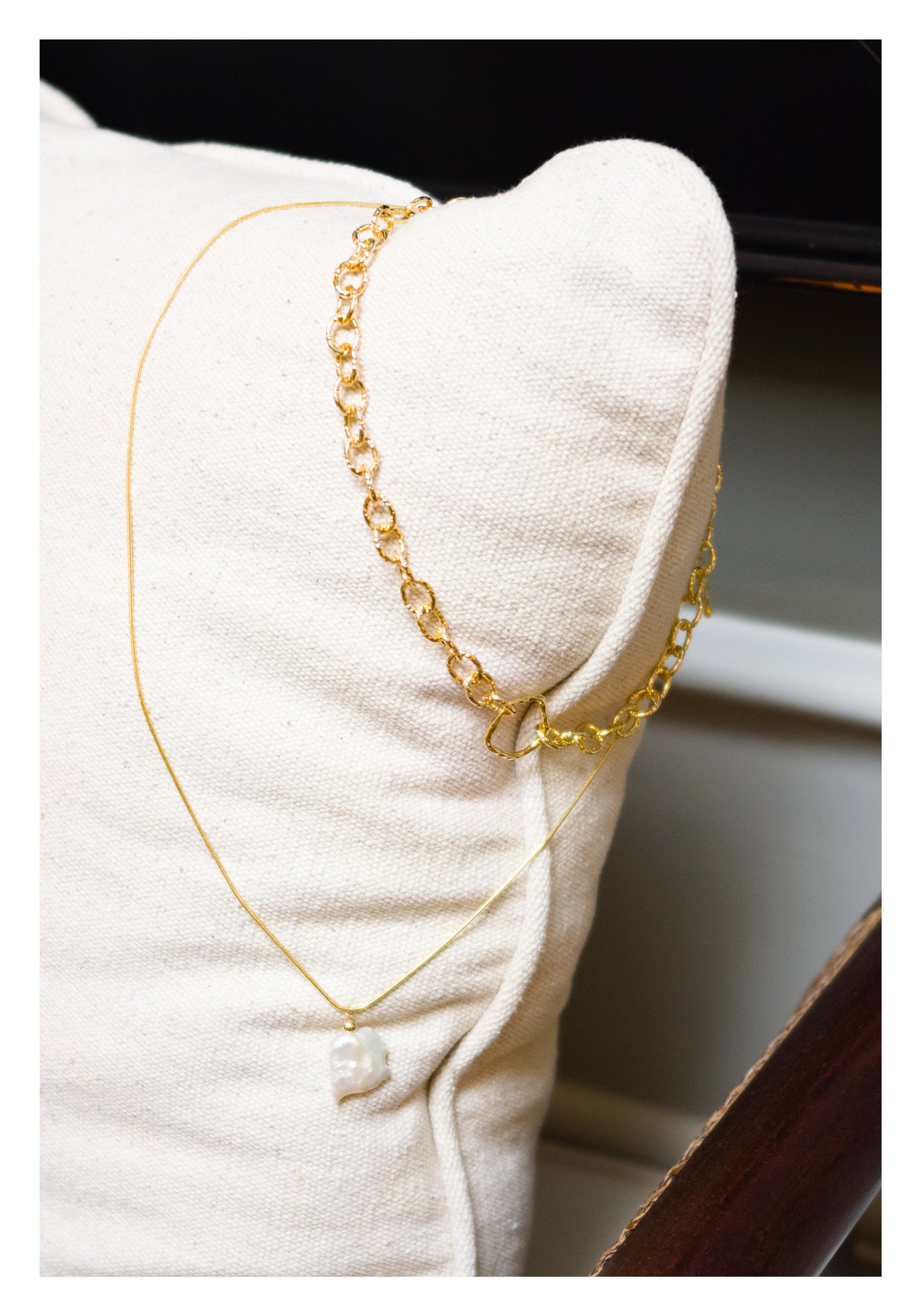 Texture Chain Baroque Pearl 2 Set Necklace - whoami