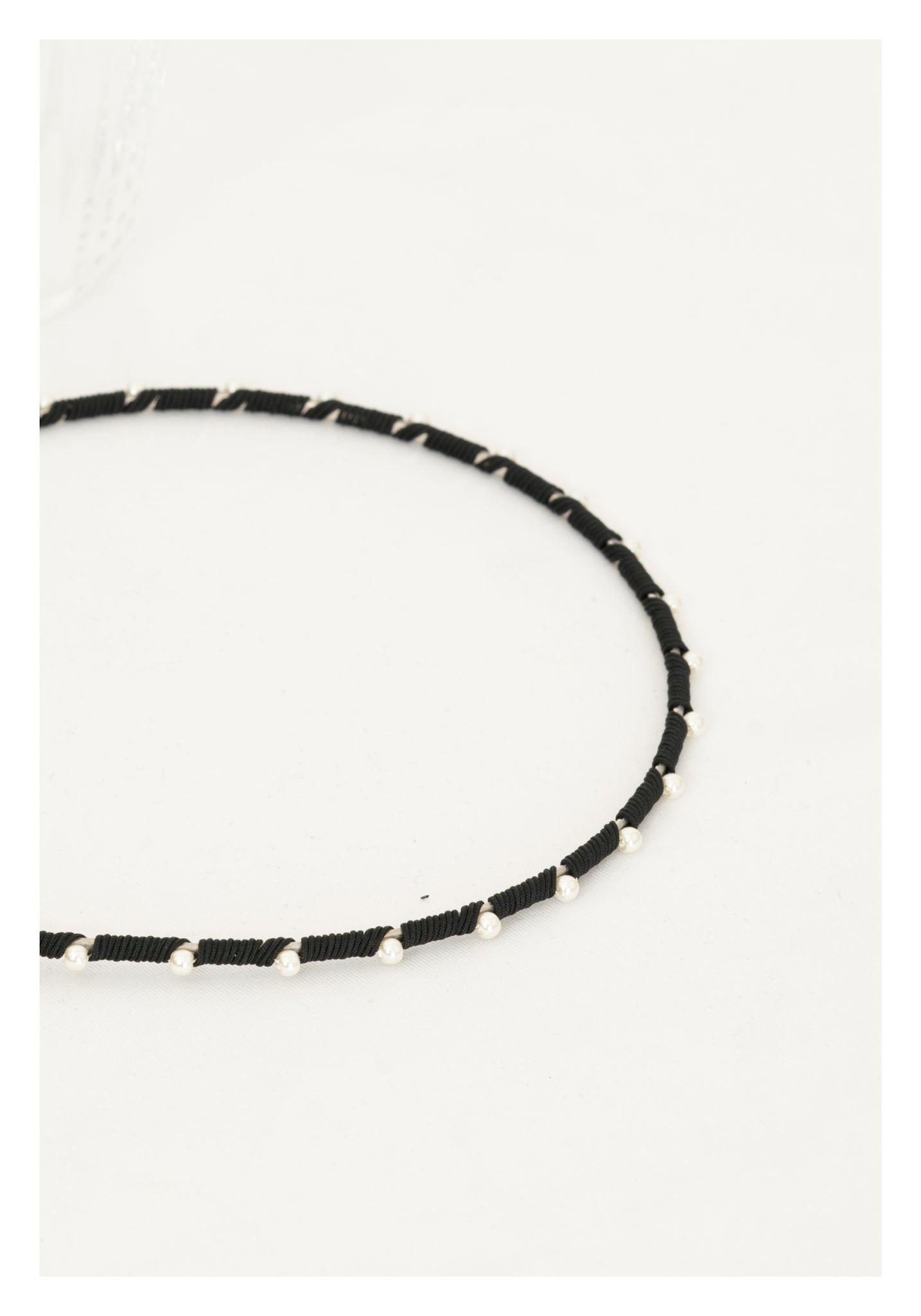 Tiny Faux Pearl Thin Hairband Black - whoami