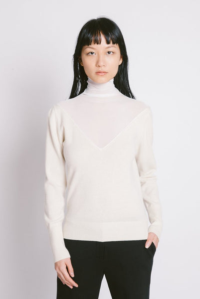 Top Sheer Sweater Ivory - whoami