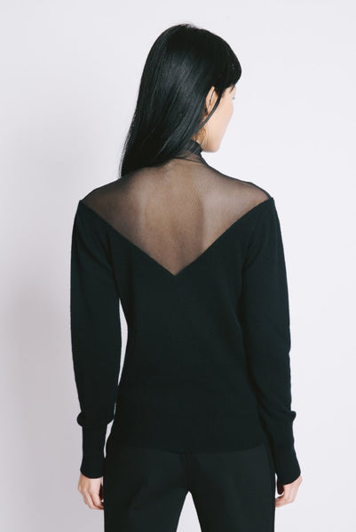 Top Sheer Sweater Black - whoami