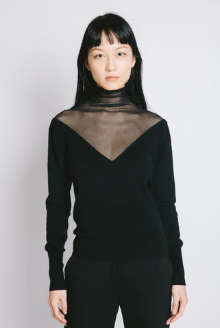 Top Sheer Sweater Black - whoami