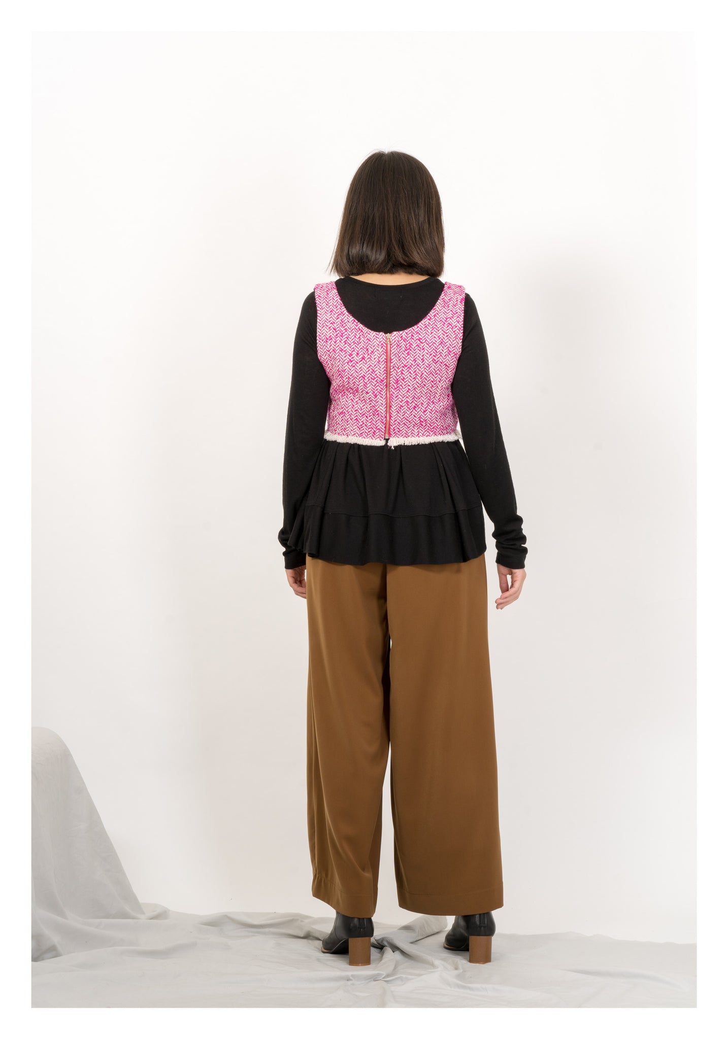 Tweed Cropped Vest Pink - whoami