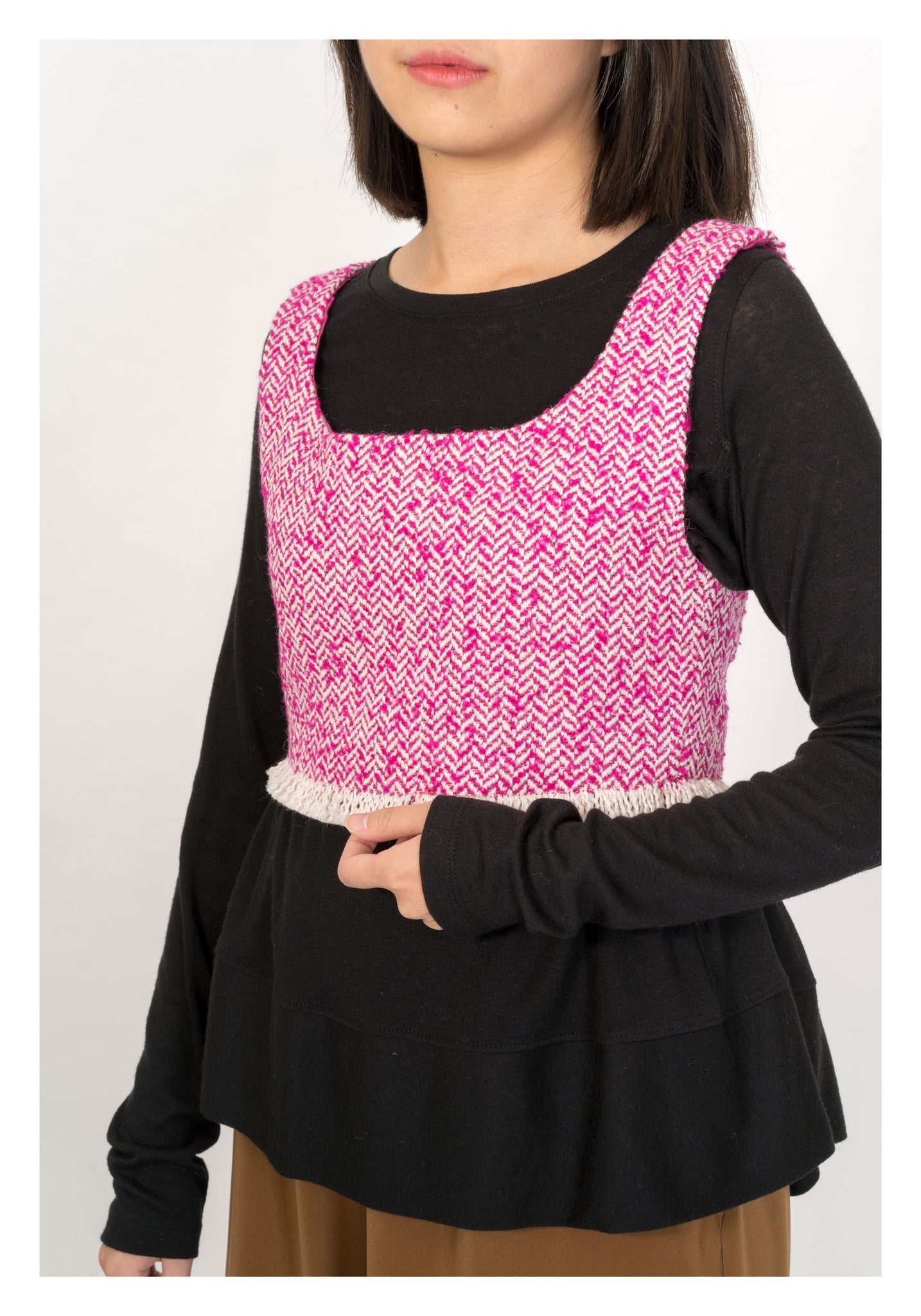 Tweed Cropped Vest Pink - whoami