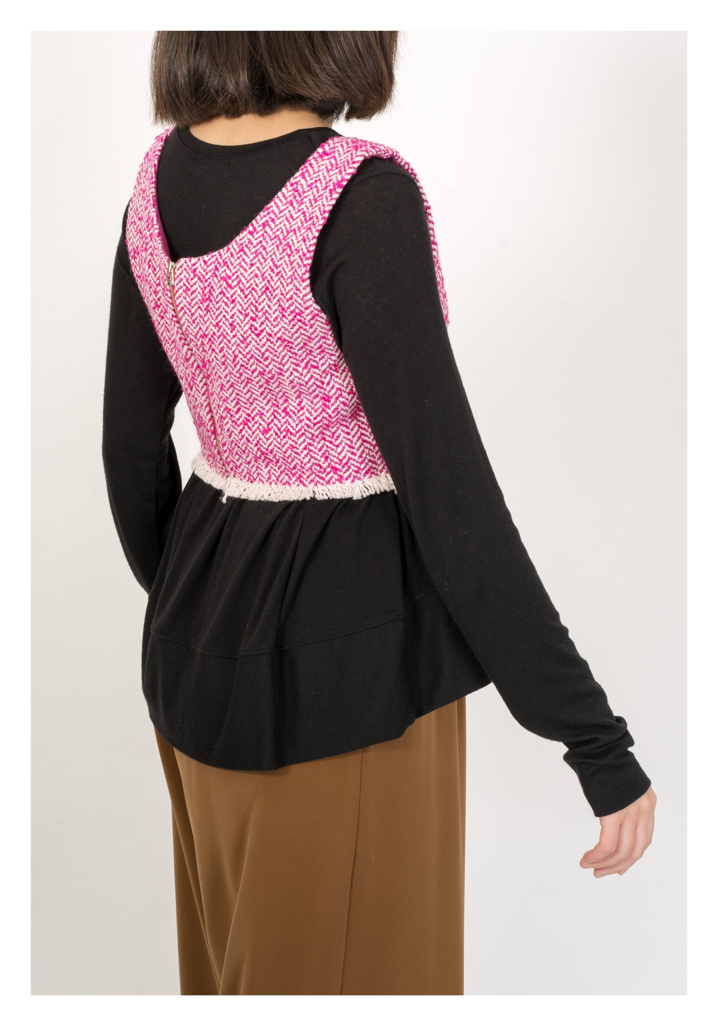 Tweed Cropped Vest Pink - whoami