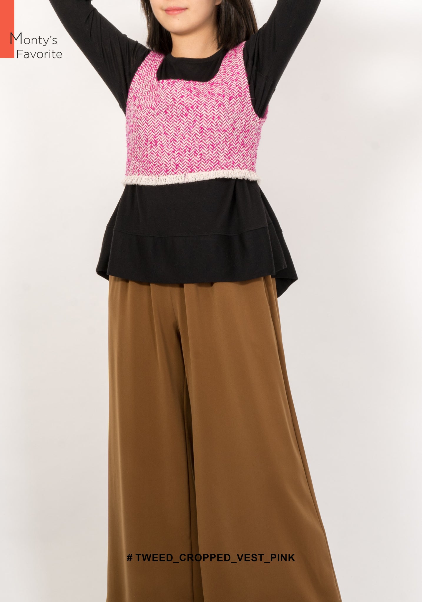 Tweed Cropped Vest Pink - whoami