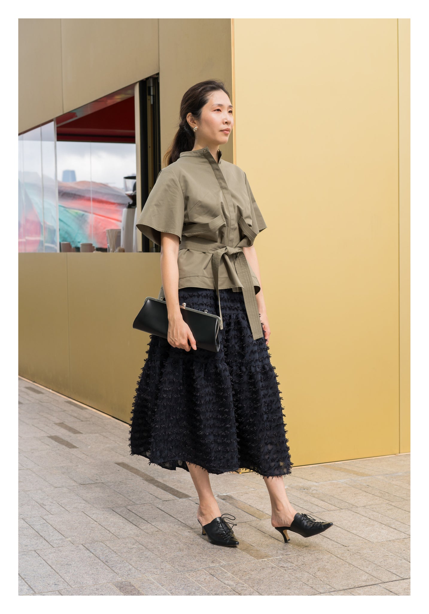 Two Ways Pockets Tie Shirt Military Green - whoami