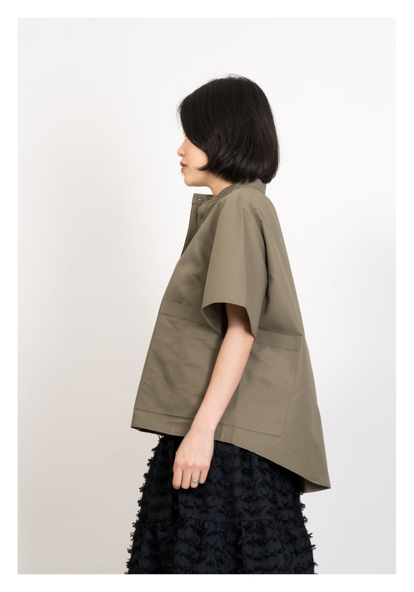 Two Ways Pockets Tie Shirt Military Green - whoami