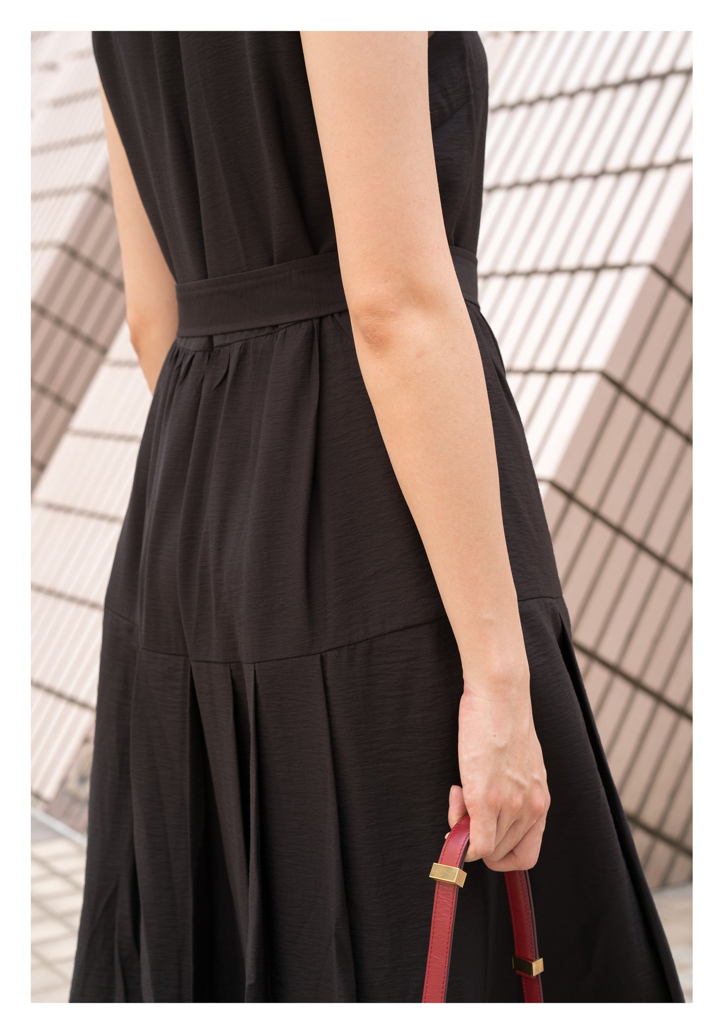 Two Ways Square Neck Button Dress Black - whoami