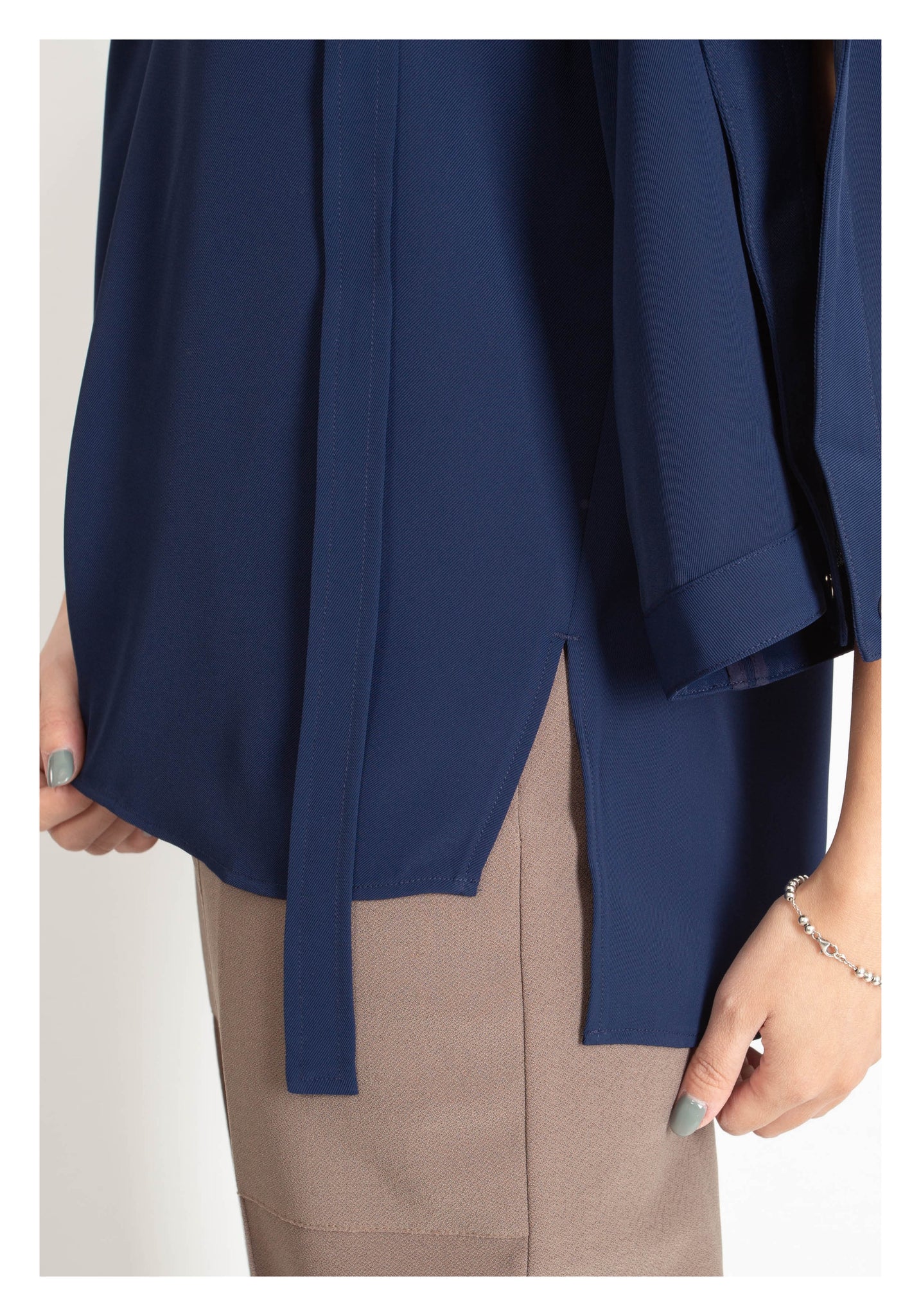 U Sleeve Open Collar Blouse Navy - whoami